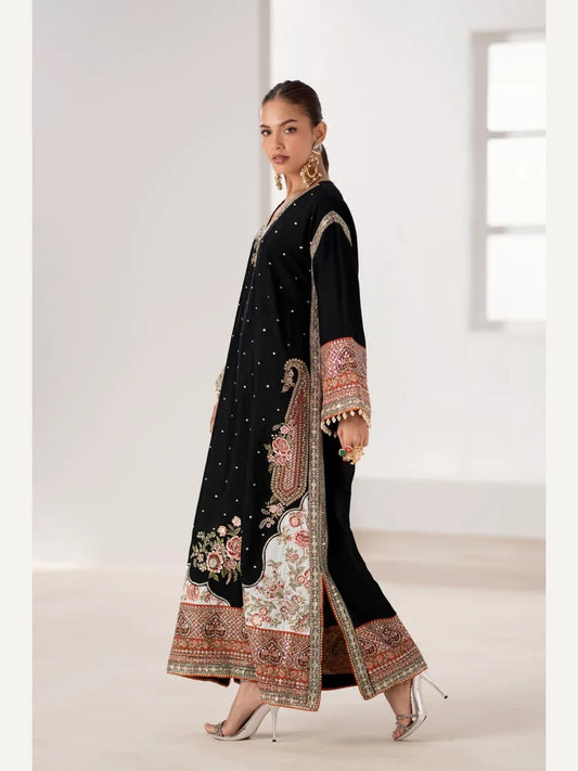 Unstitched Embroidered Rawsilk Kaftan 3PC