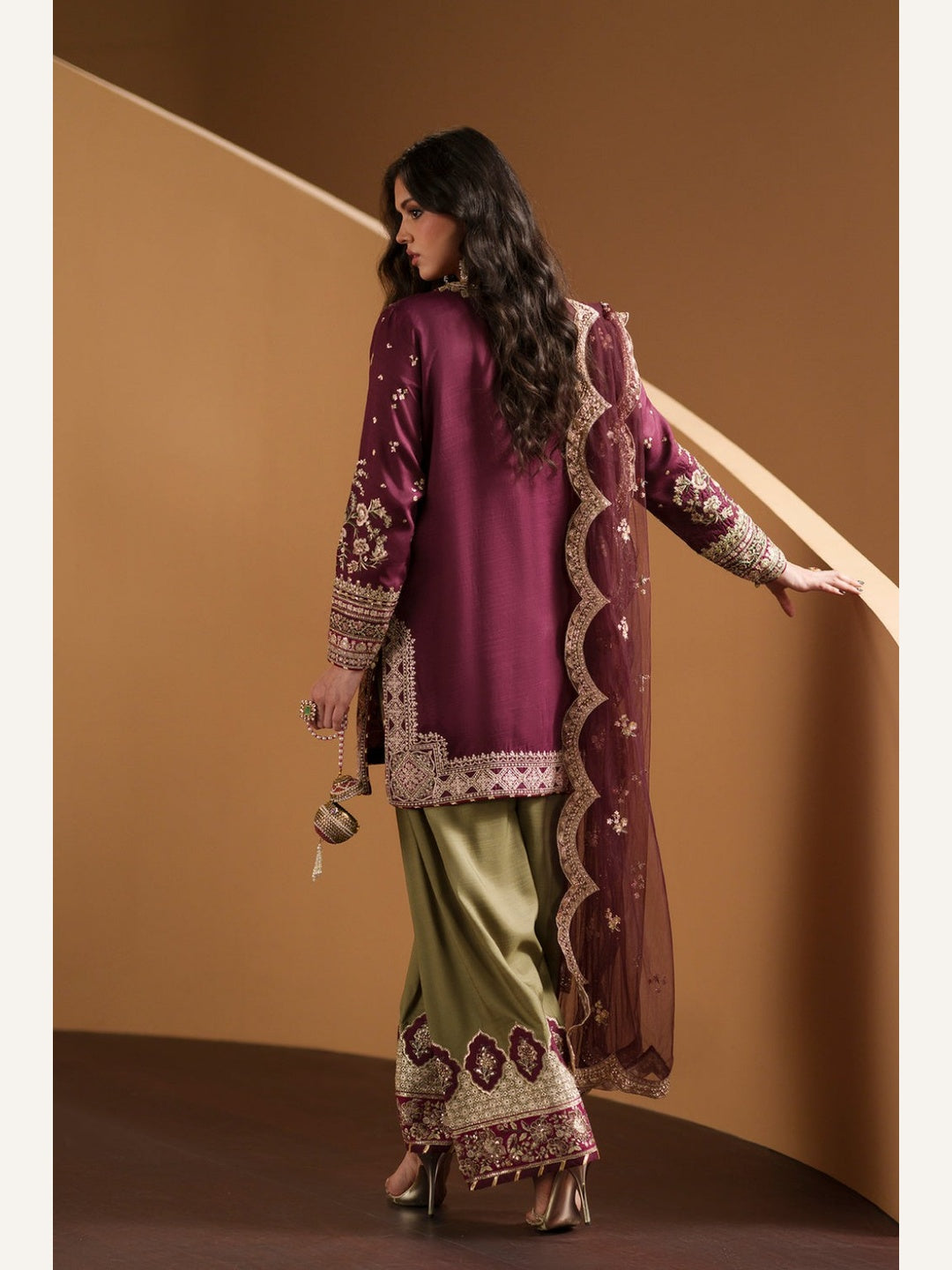 Ethnic Replica Embroidered Rawsilk 3PC