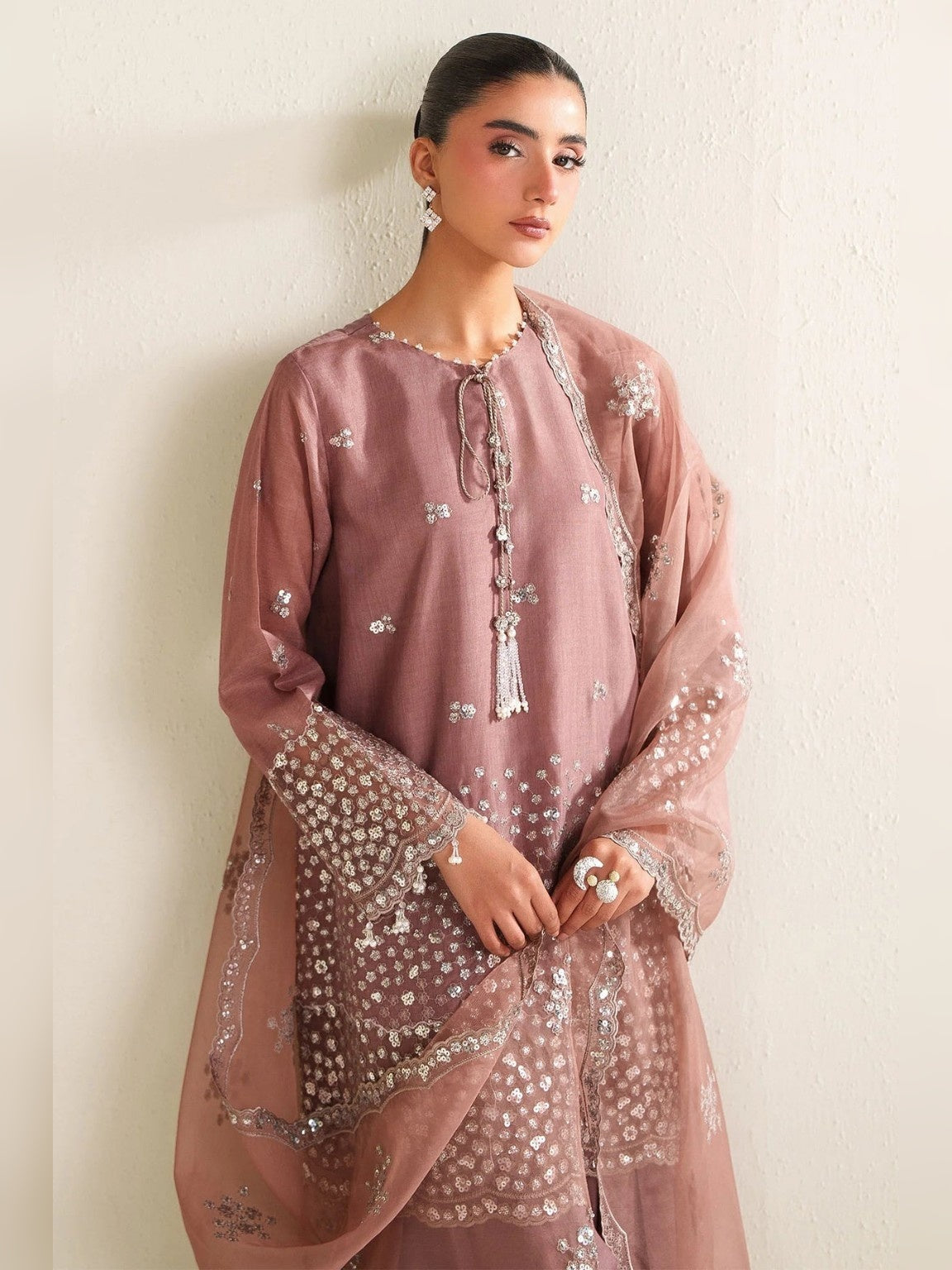 Cross Stitch Replica cotton silk suit tassel details side view