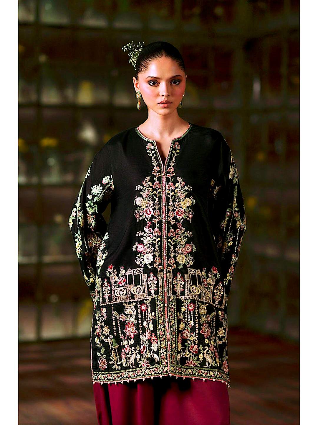 Ethnic Replica Embroidered Rawsilk 3PC