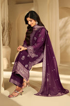 3 Piece Unstitched Embroidered Chiffon Suit