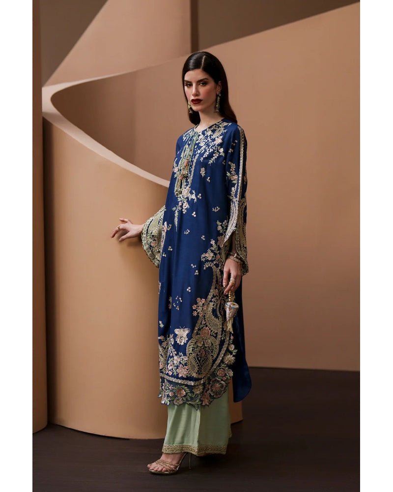 Ethnic Replica Embroidered Rawsilk Kaftan 3PC - shailiza