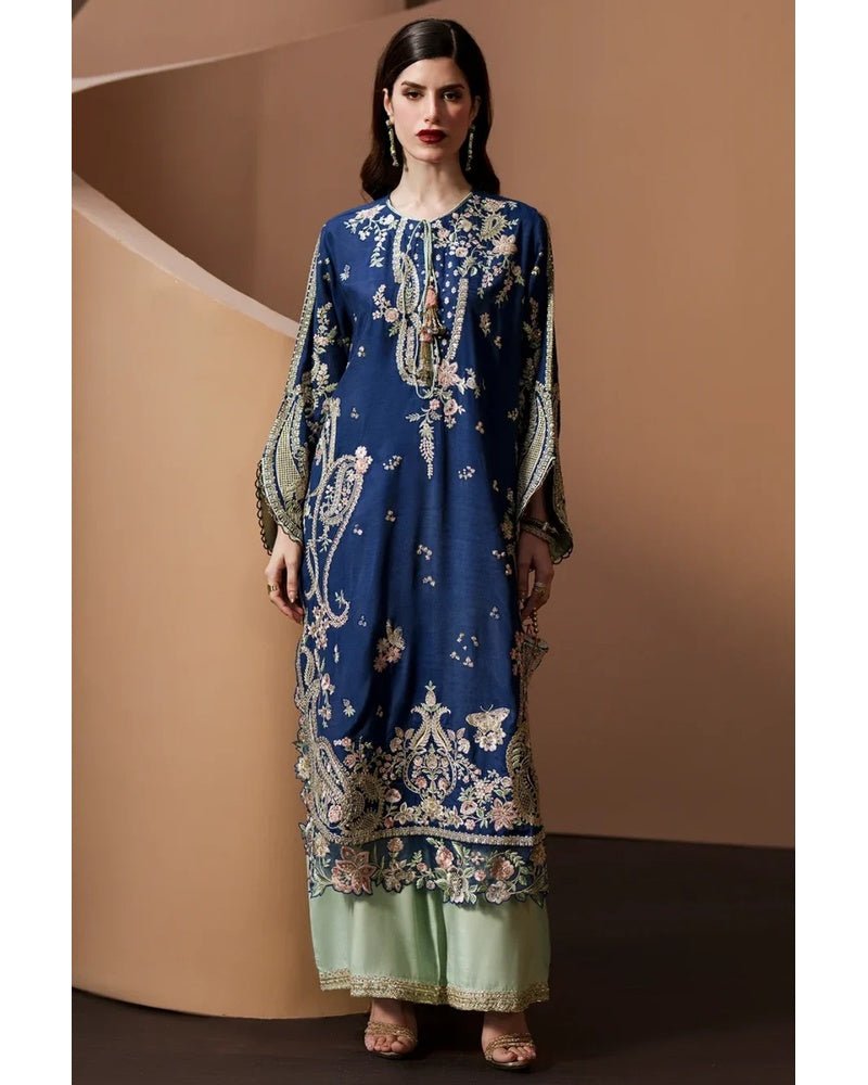 Ethnic Replica Embroidered Rawsilk Kaftan 3PC - shailiza