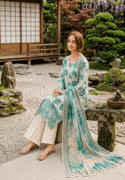 Neshay Embroidered Unstitched 3PC Lawn Suit Replica - shailiza