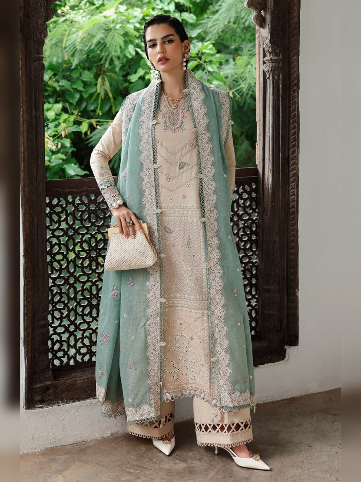 Qalamkar Embroidered Unstitched 3PC Lawn Suit Replica