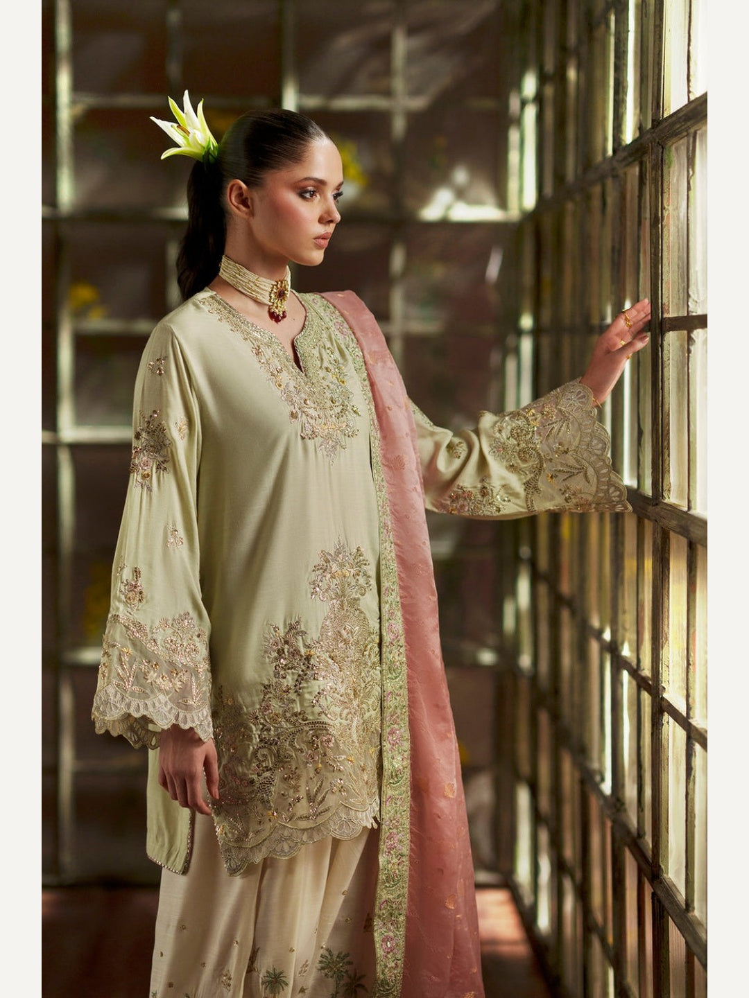 Ethnic Replica Embroidered Rawsilk 3PC