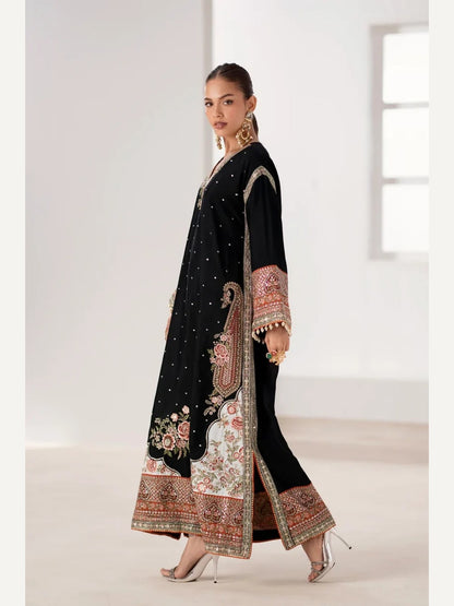 Unstitched Embroidered Rawsilk Kaftan 3PC