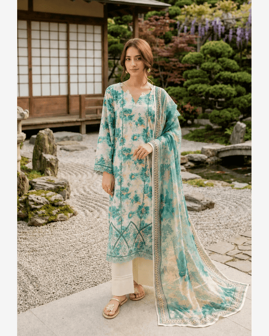 Neshay Embroidered Unstitched 3PC Lawn Suit Replica - shailiza