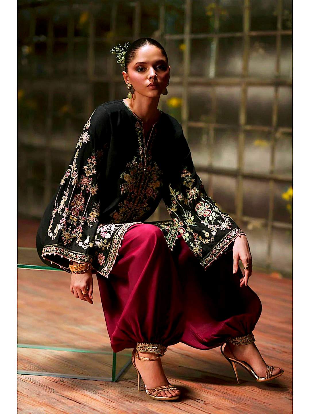 Ethnic Replica Embroidered Rawsilk 3PC