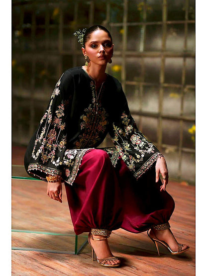 Ethnic Replica Embroidered Rawsilk 3PC
