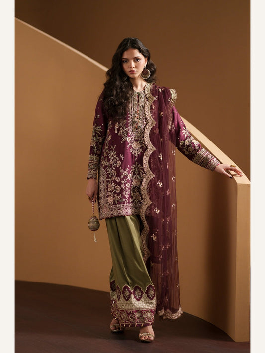 Ethnic Replica Embroidered Rawsilk 3PC