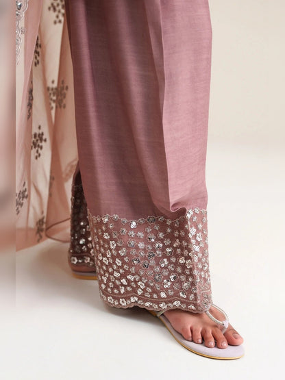 Cross Stitch Replica suit sequin embroidered trouser hem close-up