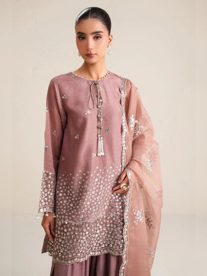 Cross Stitch Replica dusty rose suit with sheer dupatta front pose