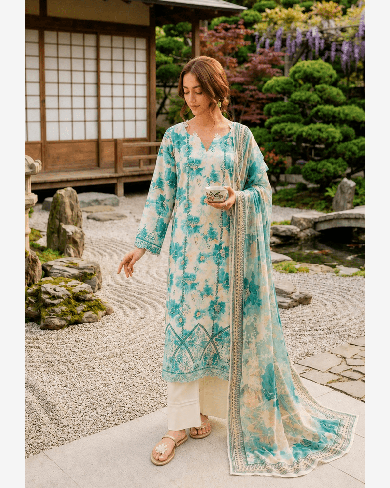 Neshay Embroidered Unstitched 3PC Lawn Suit Replica - shailiza