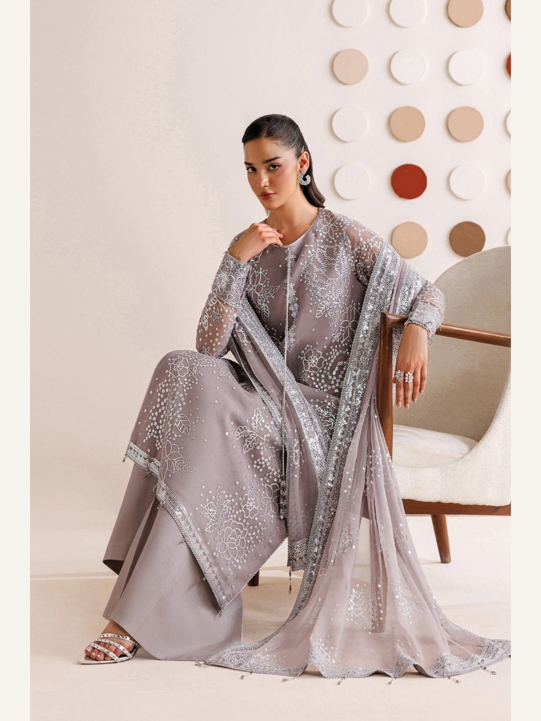 Farasha Replica Embroidered Chiffon 3PC - shailiza