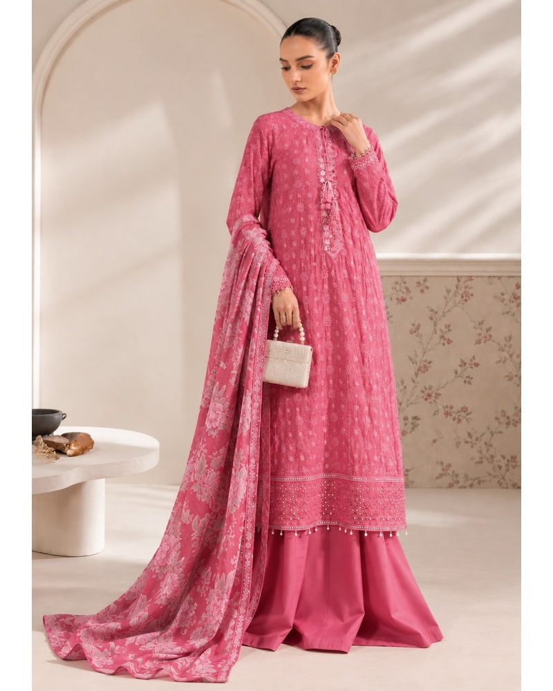 Festive Collection pink sequins embroidered chiffon 3pc suit front view