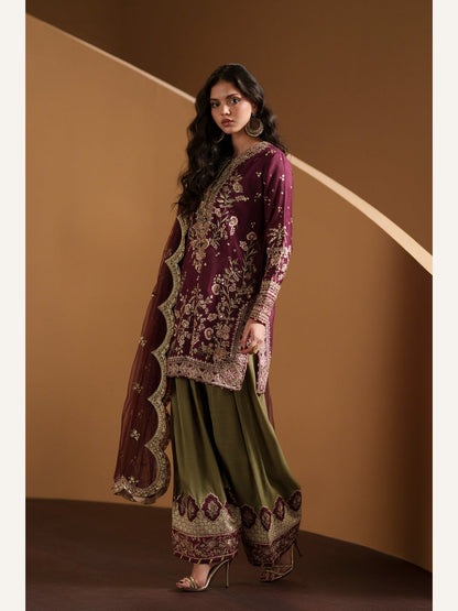 Ethnic Replica Embroidered Rawsilk 3PC