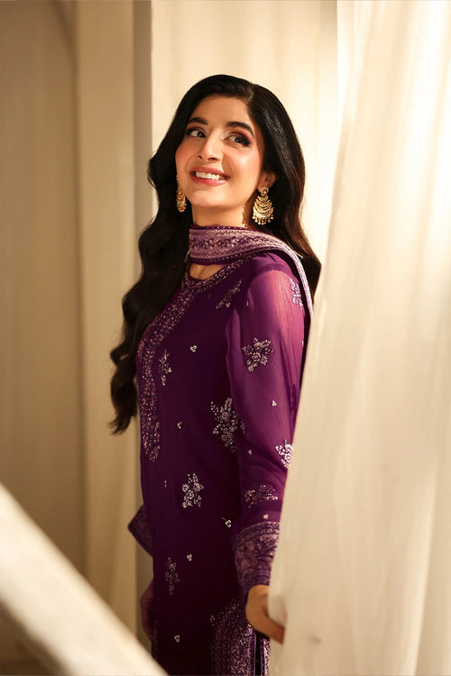 3 Piece Unstitched Embroidered Chiffon Suit