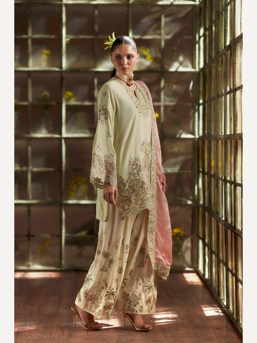 Ethnic Replica Embroidered Rawsilk 3PC