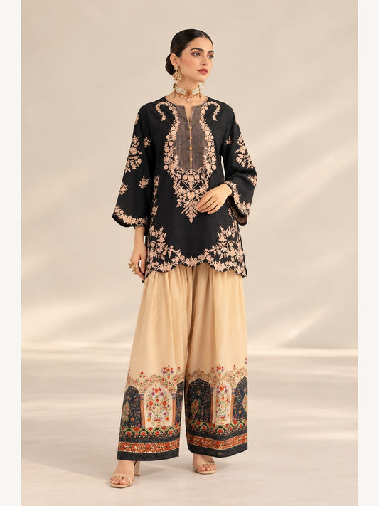 Ethnic Replica Embroidered Silk 2PC-black