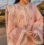 -Embroidered 3 Piece Chikankari Lawn Dress With Printed Munar Dupatta.