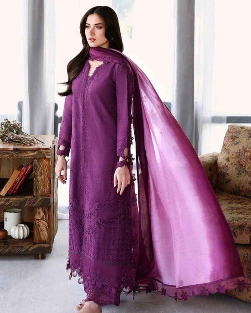Azure Replica embroidered purple lawn 3pc suit front view