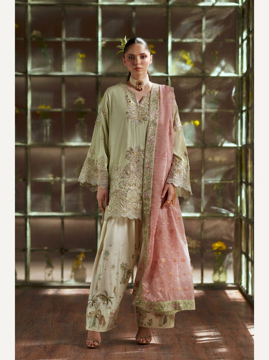 Ethnic Replica Embroidered Rawsilk 3PC