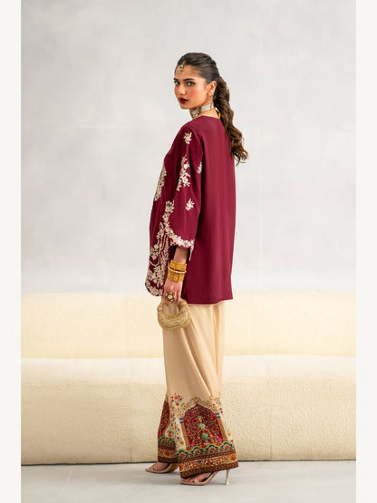 Ethnic Replica Embroidered Silk 2PC-Red