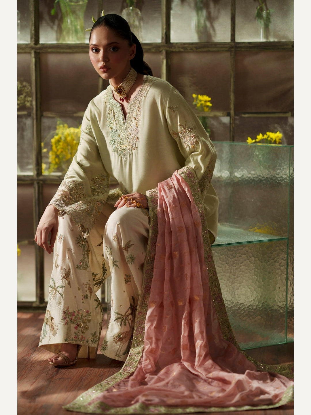 Ethnic Replica Embroidered Rawsilk 3PC