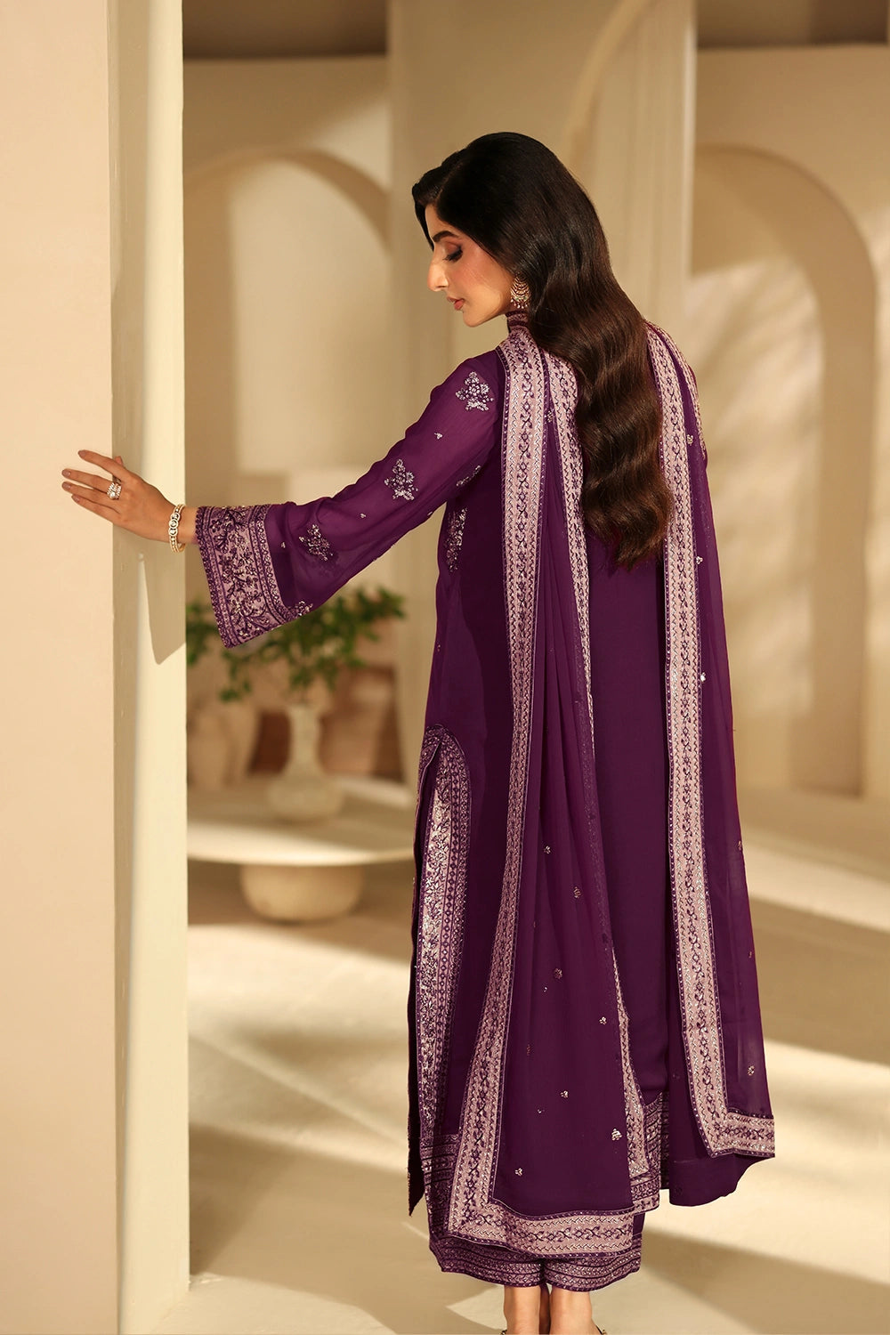 3 Piece Unstitched Embroidered Chiffon Suit